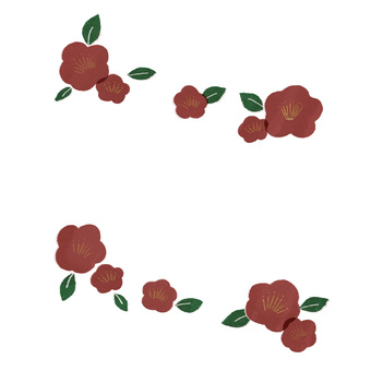 梅のシンプルな手描きのラインイラスト