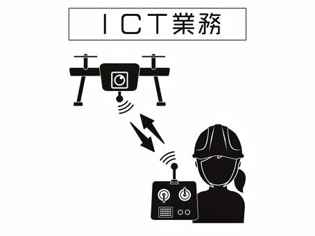 作業内容-ICT業務-ドローン調査 工事,ict,ドローン,女性,建設,調査のイラスト素材