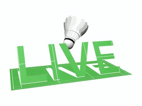 LIVE　バドミントンコートバージョン live,バドミントン,シャトル,スポーツ,文字,ライブ,コート,生放送,生中継のイラスト素材