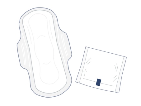 生理用ナプキン 生理用ナプキン,生理用品,ナプキン,生理,性教育,やさしい,手描き,かわいいのイラスト素材