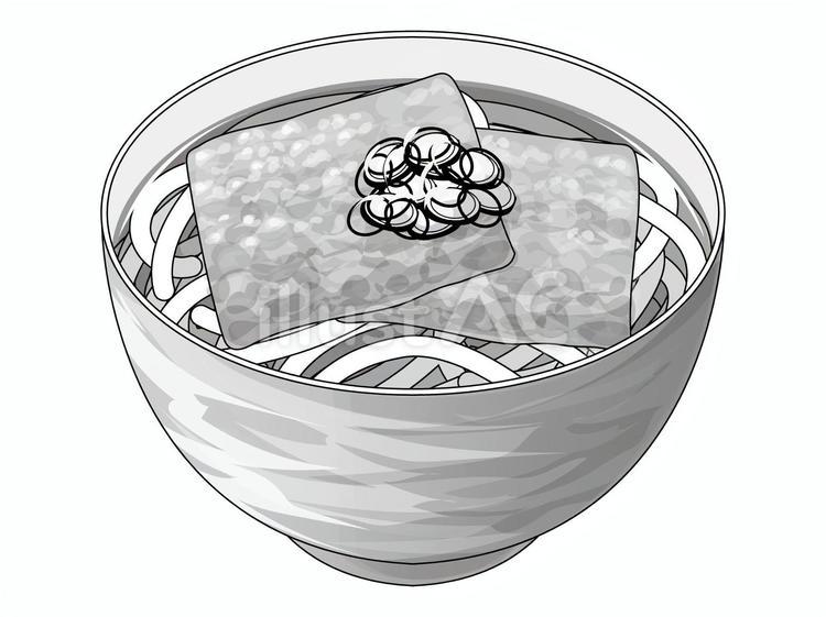 きつねうどん（白黒） きつねうどん,白黒,漫画のイラスト素材