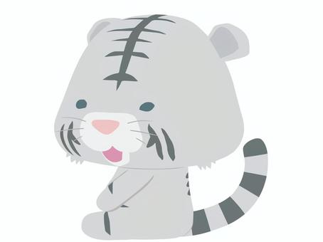 座っている笑顔の白いトラ 座っている笑顔の白いトラ 座る,虎,ホワイトタイガー,笑顔,動物,かわいい,リラックスのイラスト素材
