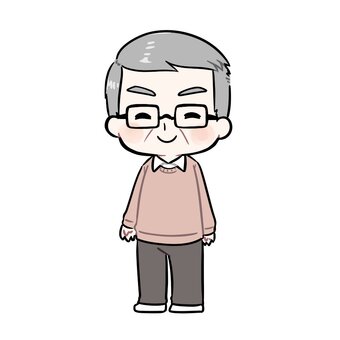 私服のおじさん おじさん,年配,私服,立ち絵,全身,メガネ,男性,人物,父親,叔父のイラスト素材