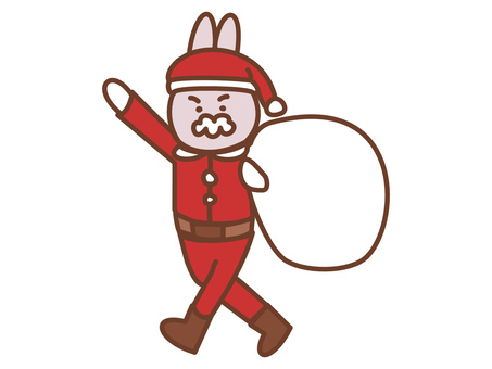 サンタクロース　ウサギ クリスマス,サンタクロース,うさぎ,ウサギ,動物,冬,帽子,服,線画,可愛いのイラスト素材