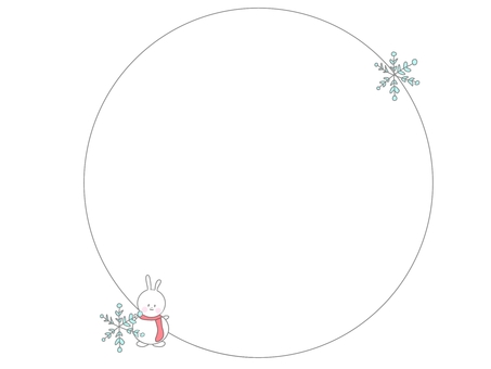 ウサギのほわほわフレーム 冬,フレーム,かわいい,雪,ウィンター,背景透明,メッセージカード,シンプル,手描き,癒やし系のイラスト素材