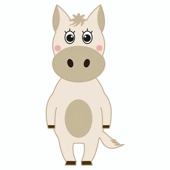 かわいい馬（白）主線あり 年賀素材 馬,午,年賀状,白馬,動物,2026,正月,素材,パーツ,アイコンのイラスト素材