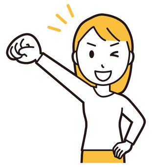  ロングヘア女性(黄)-362-バスト 応援,女性,女の子,人物,かわいい,応援団,叫ぶ,声援,表情,感情のイラスト素材