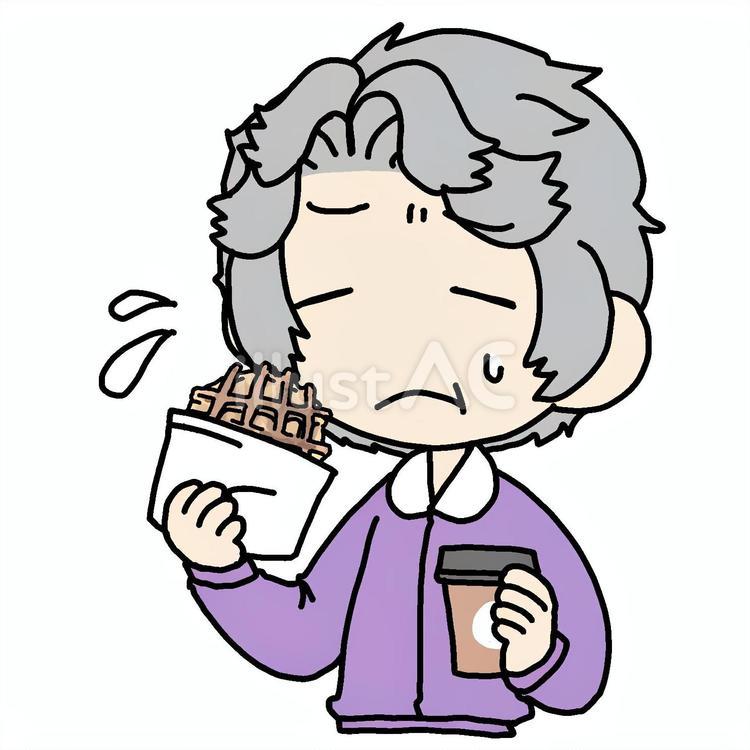 ワッフルと苦手なおばあさん おばあさん,ワッフル,食べるのイラスト素材