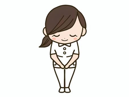 お辞儀をする看護師の女性 お辞儀,女性,看護師,人物,ありがとうございます,ぺこり,挨拶,会釈,感謝,謝罪のイラスト素材