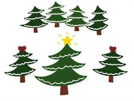 手描きのクリスマスツリーのイラストセット