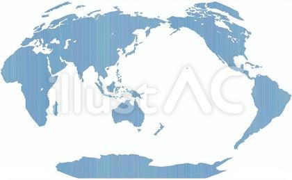 ヴィンケル図法世界地図-たて線