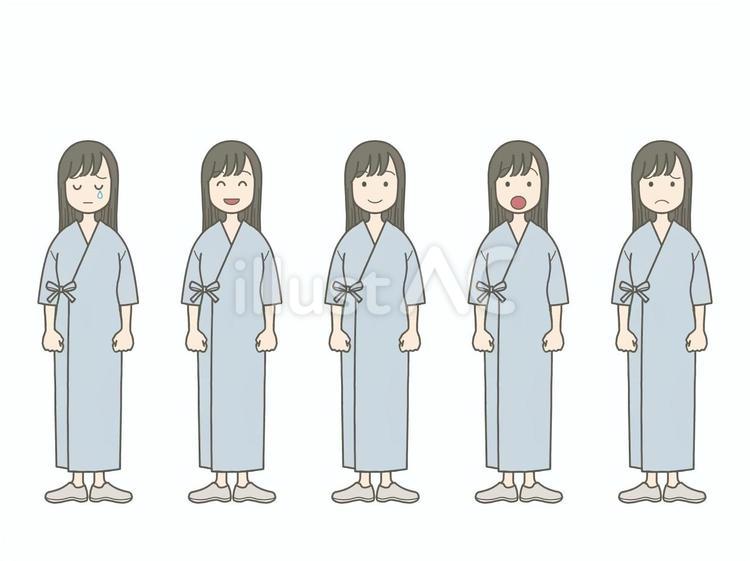患者　女性　女の子　立ち絵　検査着 未成年,女の子,少女のイラスト素材