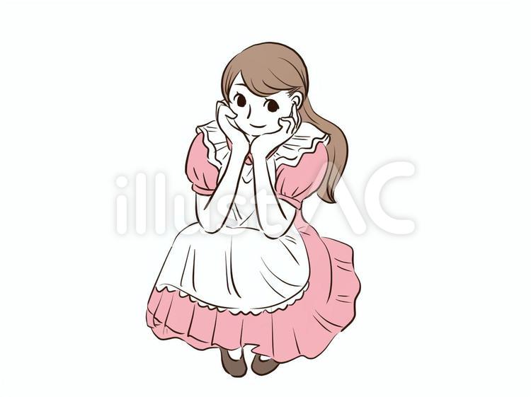 エプロンを着たかわいいメイドさん メイド,家政婦,お手伝いのイラスト素材