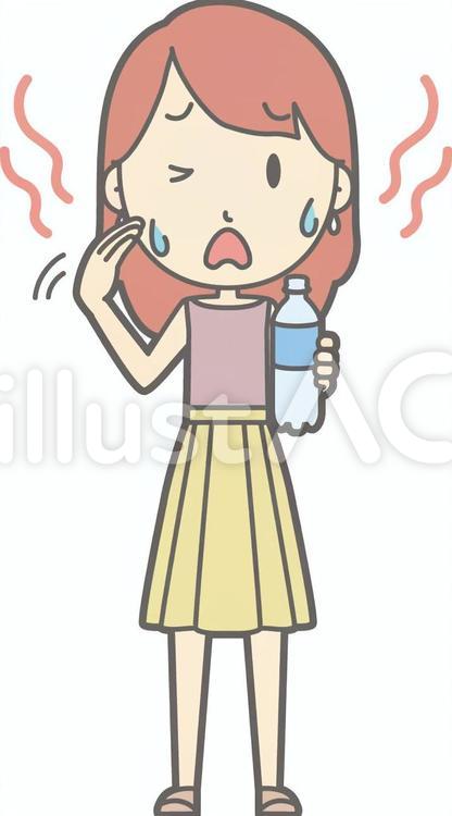 私服OLb-暑い-全身 シンプル,かわいい,olのイラスト素材
