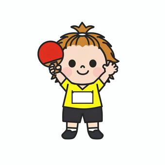 卓球ラケットを持ってアピールする子ども3 卓球,卓球部,ラケット,ピンポン,球技,部活,テーブルテニス,インドアスポーツ,室内スポーツ,運動のイラスト素材