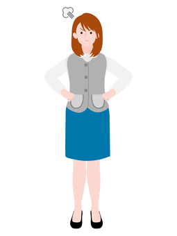 An angry office lady with her hands on her hips, , JPG, PNG and AI