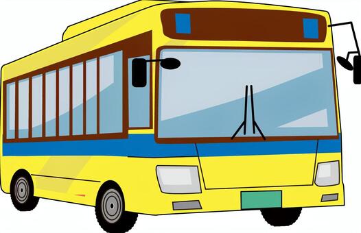 路線バス　　 路線バス,公共交通,車体,運行,斜め,タイヤ,フロント,線画,黄のイラスト素材