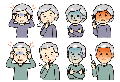 Illustration, cold, senior, men and women, 