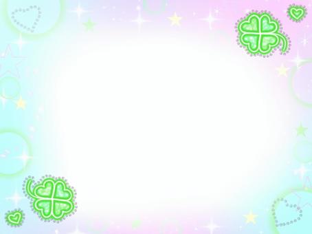 平成レトロなクローバーのフレーム クローバー,フレーム,キラキラ,ストーン,ハート,星,平成レトロ,かわいい,派手,ファンシーのイラスト素材