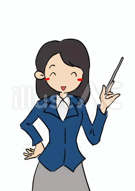 差し棒　女性 女性,教師,講師のイラスト素材