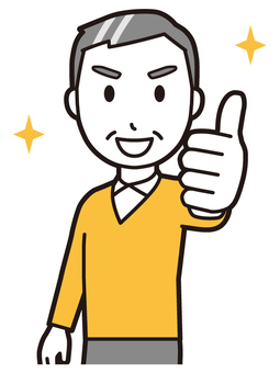 ニット中年男性(黄)-376-バスト  ニット中年男性(黄)-376-バスト いいね,おじさん,男性,中年,お父さん,パパ,シニア,ミドルエイジ,人物,かわいいのイラスト素材