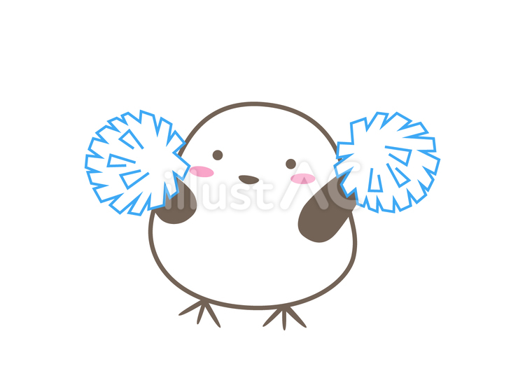 応援するシマエナガさん シマエナガ,応援,ポンポンのイラスト素材