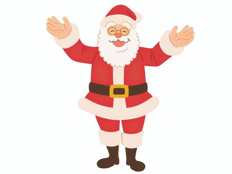 笑顔で手をあげるサンタクロース サンタクロース,笑顔,手描き,クリスマス,喜ぶ,歓迎,歓喜,おすすめ,にっこり,眼鏡のイラスト素材