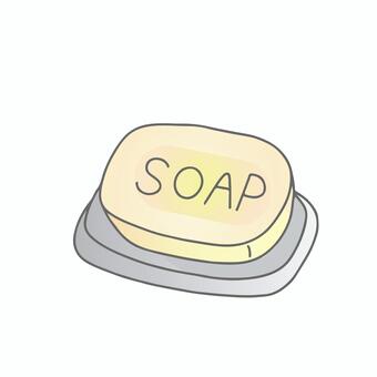 石けん（イエロー） 石鹸,固形石鹸,固形せっけん,お風呂,手洗い,ボディソープ,せっけん台,石けんケース,洗顔フォーム,シンプルのイラスト素材