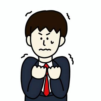 震えている男性(スーツ) 震えている男性(スーツ) 男性,人物,シンプル,スーツ,ビジネス,震え,緊張,怯え,上半身のイラスト素材