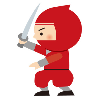 横向きで刀を構える忍者 忍者,人物,全身,歴史,忍び,忍術,日本,戦国,着物,かわいいのイラスト素材