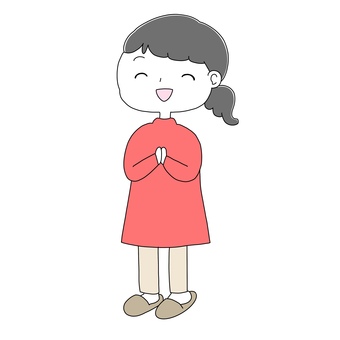 安心する女性 安心,嬉しい,女の人,一つ結び,ゆるい,可愛い,スリッパのイラスト素材