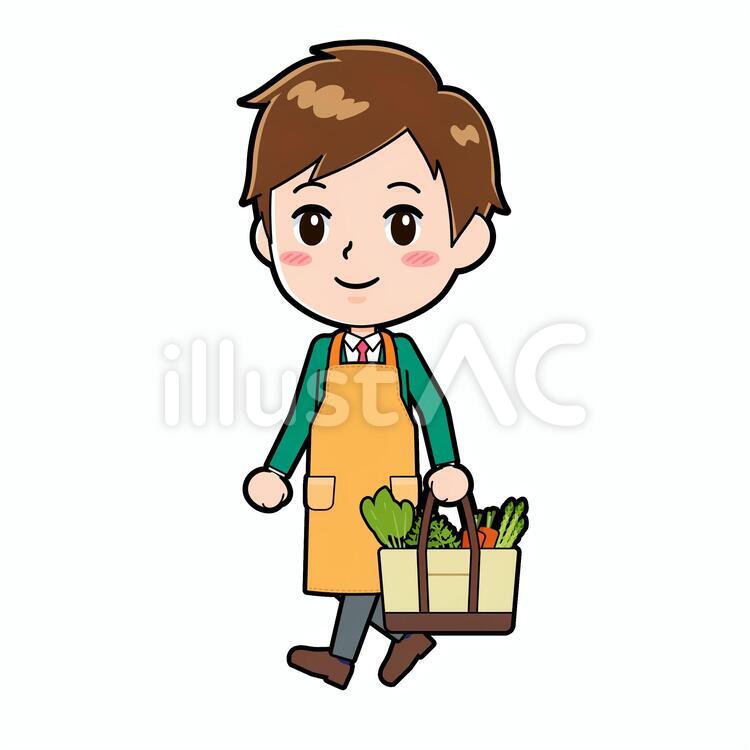 学生ブレザー男性　料理買い物 男性,人物,学生のイラスト素材