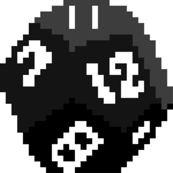 ドット絵の黒の12面ダイスです。 ドット絵,12面,ダイス,シンプル,多面体,幾何学,立体,ゲーム,アクセサリー,サイコロのイラスト素材