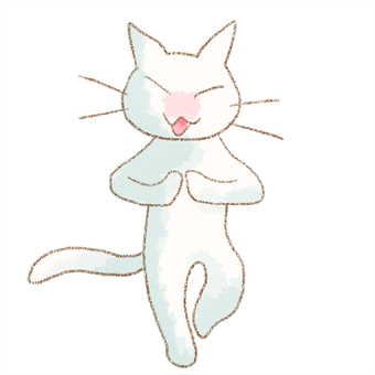 ヨガ猫 猫,ヨガ,運動,水彩,鉛筆のイラスト素材