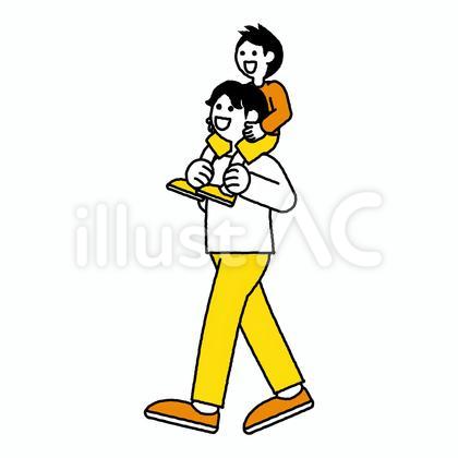 お父さんに肩車をしてもらう子ども