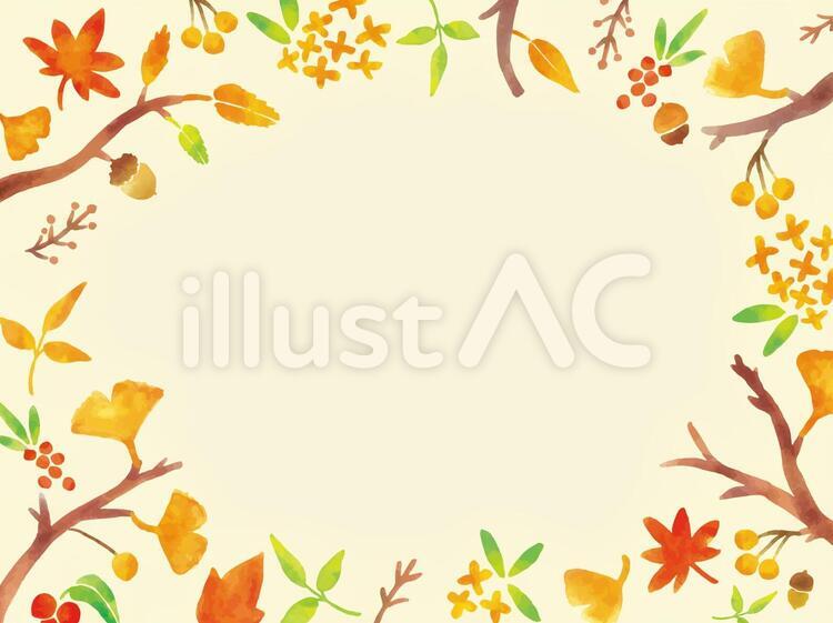 秋の葉 木の実のフレーム イラスト No 無料イラストなら イラストac