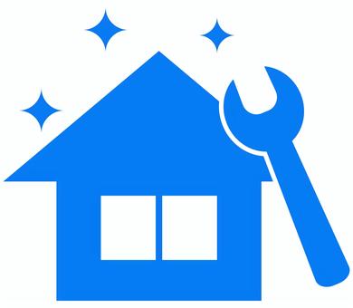 リフォームアイコン 青 リフォーム,家,修理,修繕,メンテナンス,金槌,マイホーム,住宅,一戸建て,リノベーションのイラスト素材