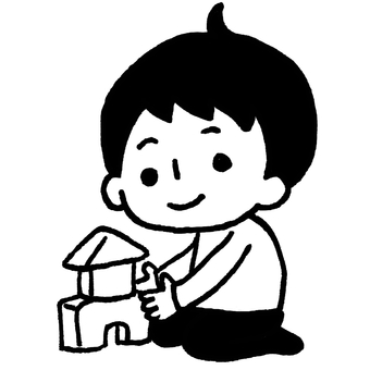 積み木で建物を作って遊ぶ子ども 積み木で建物を作って遊ぶ子ども こども,子ども,積み木,遊び,遊ぶ,積む,作る,建物,家,形のイラスト素材