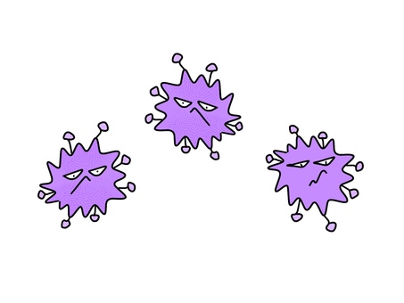 バイキンの素材イラスト バイキンの素材イラスト バイ菌,バイキン,菌,インフルエンザ,風邪,病気,病院,流行,紫,冬のイラスト素材