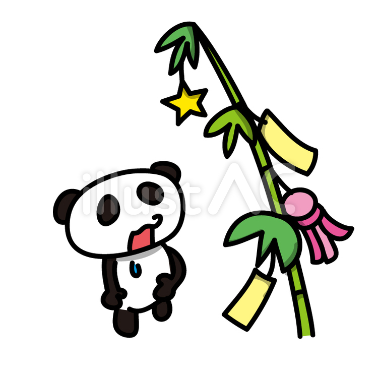 七夕の短冊とパンダさん たなばた,七夕,たんざくのイラスト素材