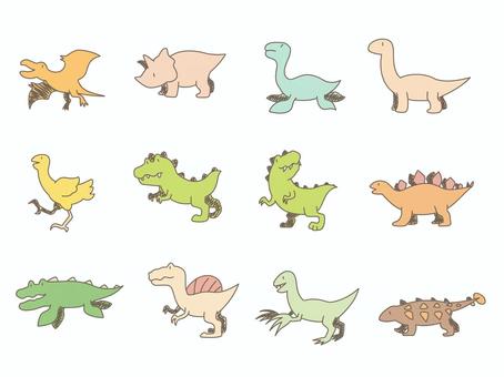 Simple dinosaur illustration color, dinosaur, simple, easy, JPG, PNG and AI