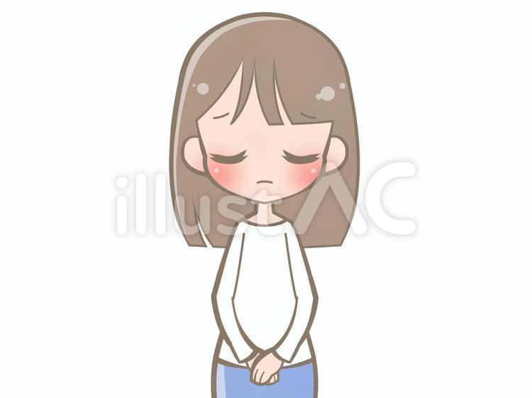 手を組む女性-悲しい201006 女性,悲しい,謝るのイラスト素材