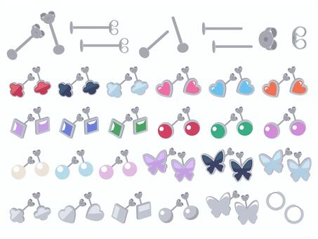 Illustration, earrings, silver, platinum, 