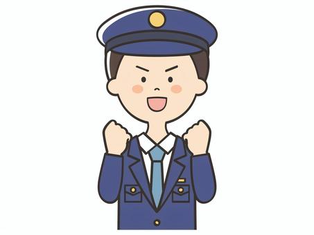 やる気いっぱいな男性警察官 やる気,頑張る,警察官,元気,頑張ろう,応援,ガッツポーズ,向上心,ファイト,挑戦のイラスト素材