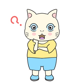 ぽかんとする猫 ねこ,挿絵,動物,かわいい,白猫,ぽかん,あぜん,放心,疑問,わからないのイラスト素材