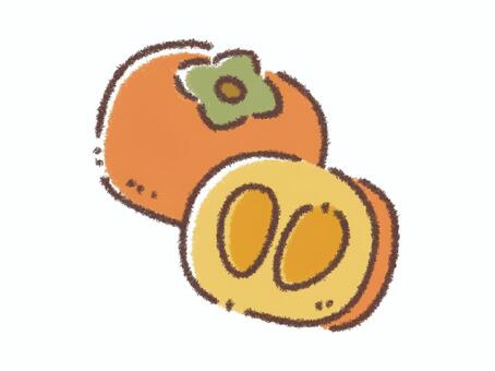 ゆるい手描きの柿 柿,果物,フルーツ,旬,果実,秋,ほのぼの,素朴,ナチュラル,温かみのイラスト素材