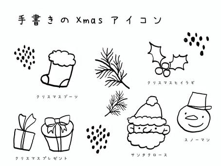 手書きのゆるいクリスマスイラスト　2 冬,クリスマス,背景,雪の結晶,雪,キラキラ,手描き,サンタクロース,星,サンタのイラスト素材