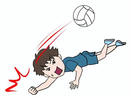 諦めない粘り強さ バレー,バレーボール,打つ,拾う,男,粘り強さ,諦めない,粘る,粘り強い,ガッツのイラスト素材