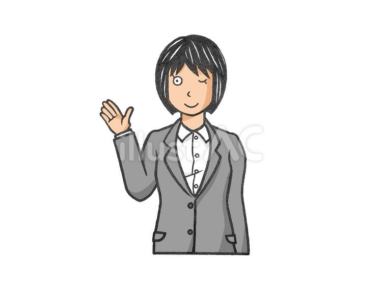 スーツ姿の女性がオススメを示しています 女性,教師,解説のイラスト素材