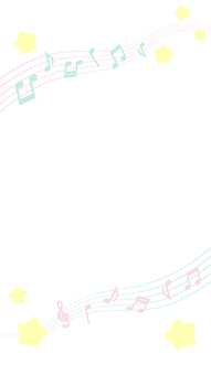 音符と五線譜のポップ音楽フレーム縦長 五線譜,フレーム,縦長,音符,音楽,発表会,音楽会,演奏会,コンサート,星のイラスト素材
